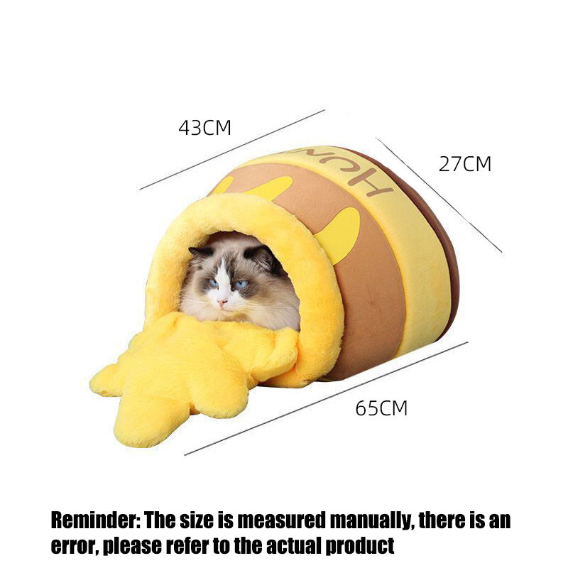 Cozy Honey Pot Cat Bed with Comfy Cushion