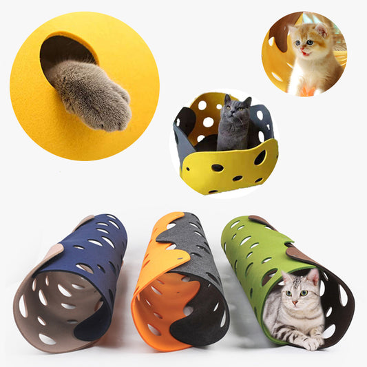 Felt Cat Tunnel Toy ,  Endless Fun for Kitties