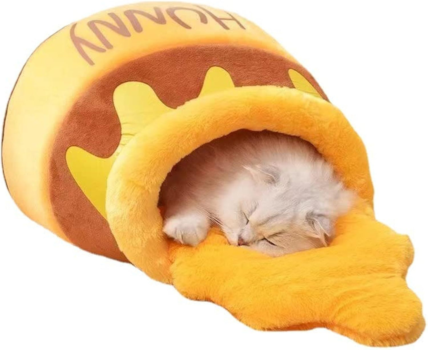 Cozy Honey Pot Cat Bed with Comfy Cushion