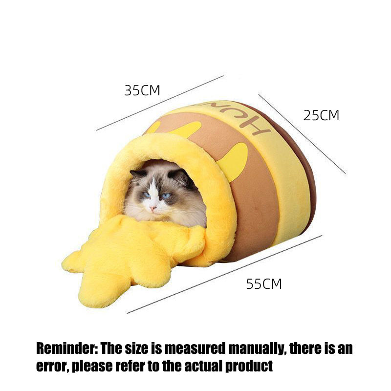Cozy Honey Pot Cat Bed with Comfy Cushion