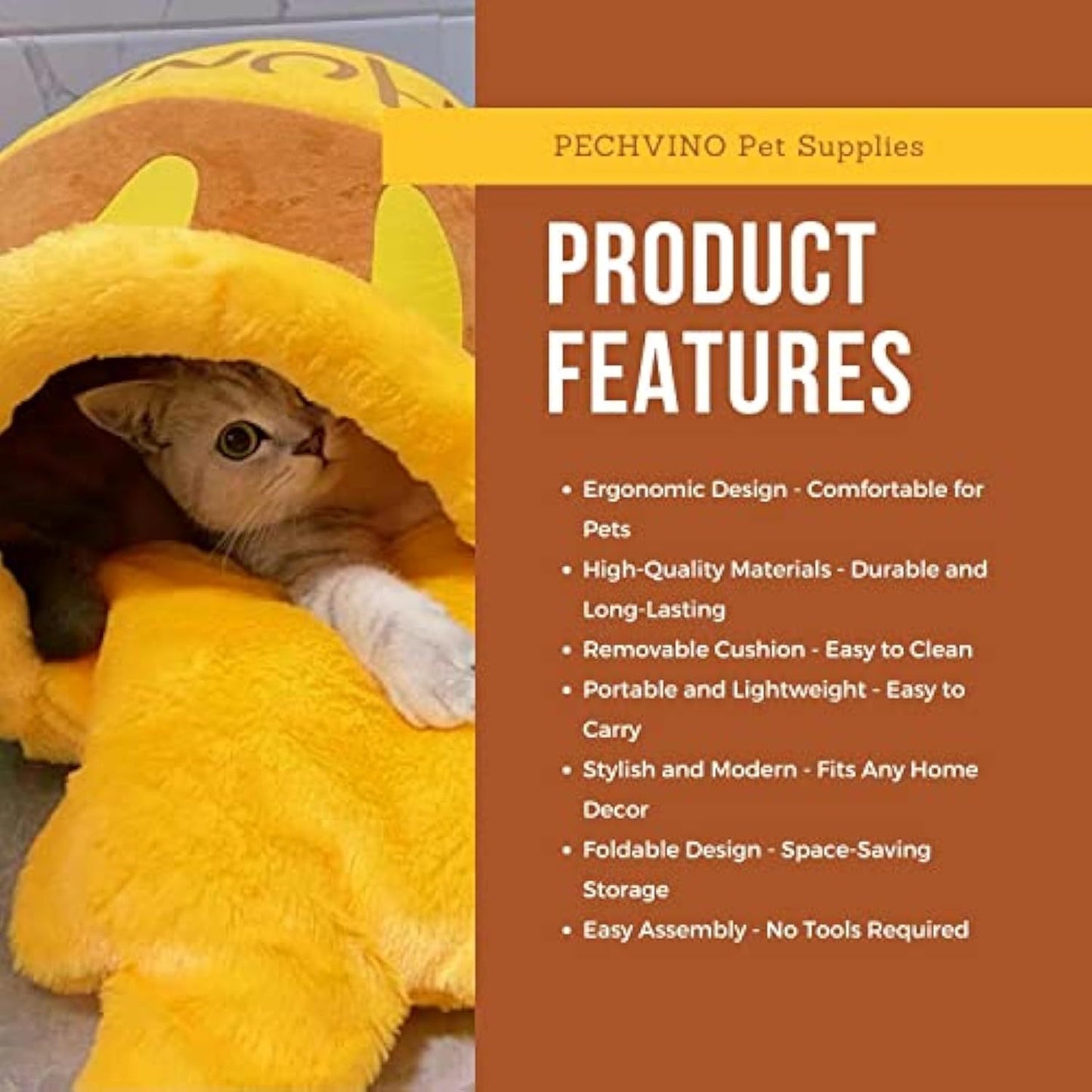 Cozy Honey Pot Cat Bed with Comfy Cushion